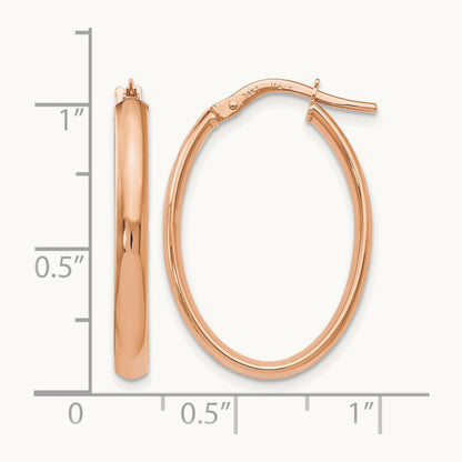 Polished Oval Hoop Earrings, 14K Rose Gold — Leslie's