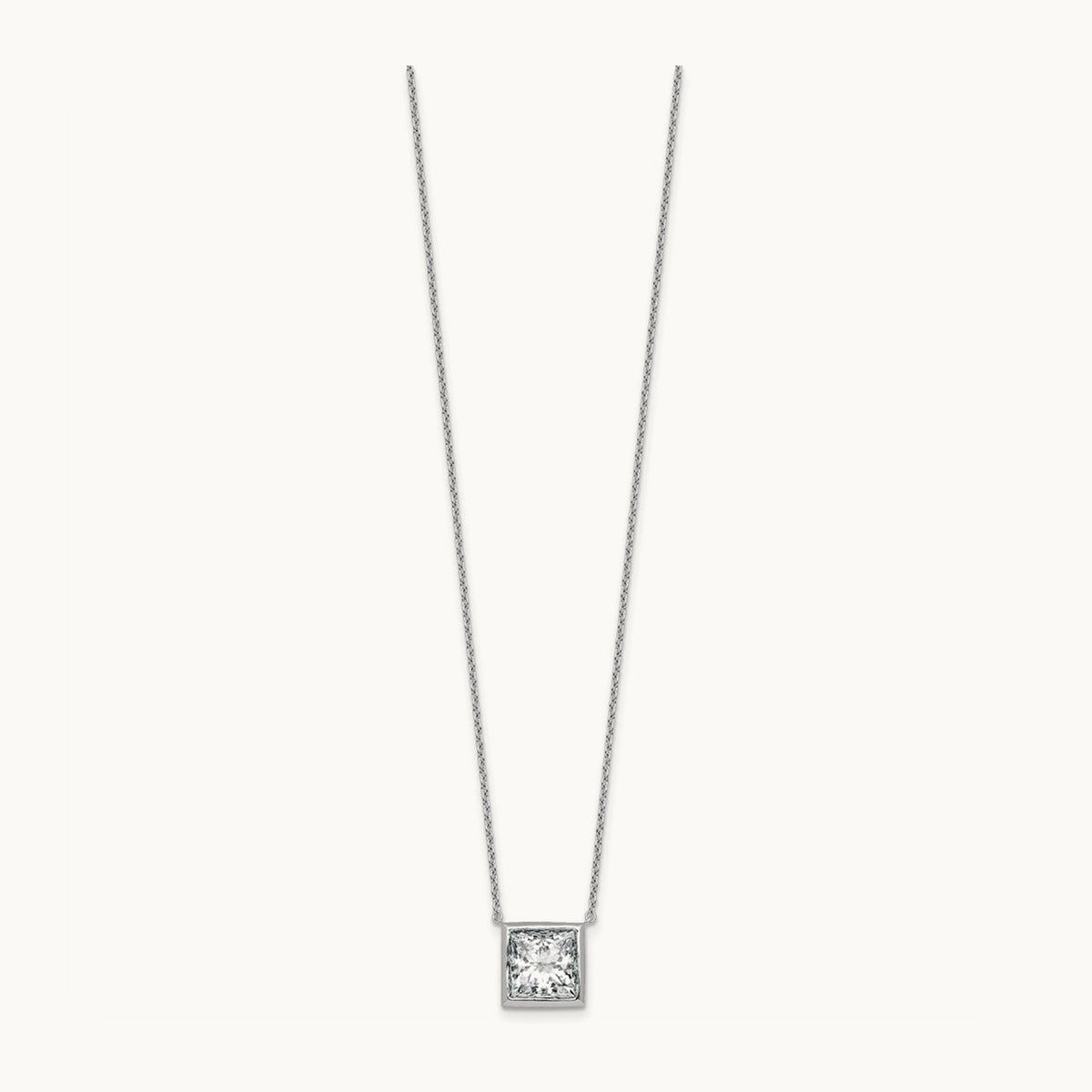 Princess Bezel Set Pendant, 1.00-4.00 ct tw Lab-Grown Diamond — 4 ct, 14K White Gold