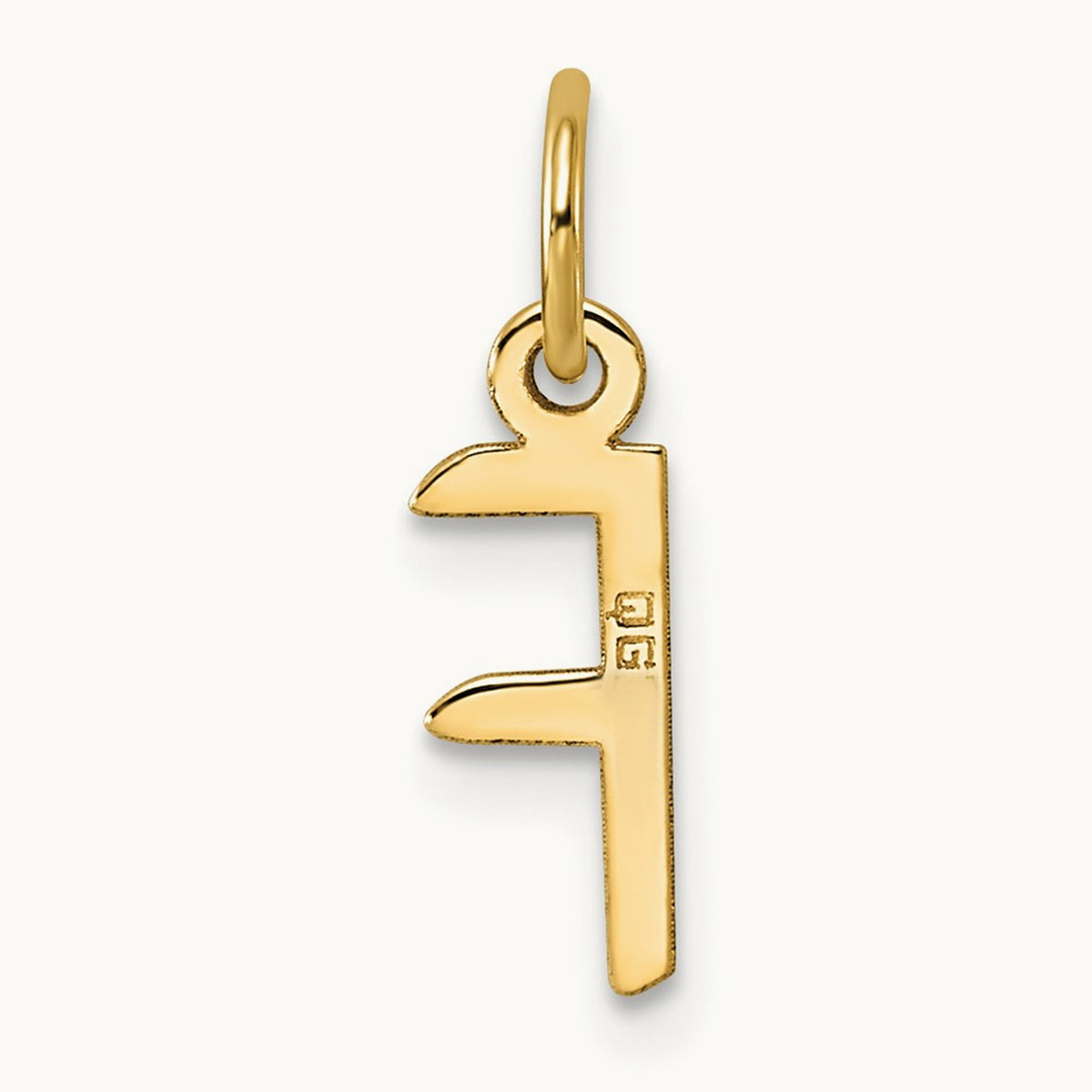 Small Slanted Block Initial Charm — 14K Yellow Gold, F
