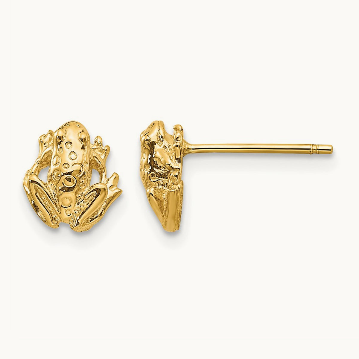 Mini Frog Post Earrings, 14K