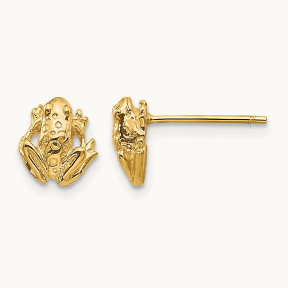 Mini Frog Post Earrings, 14K