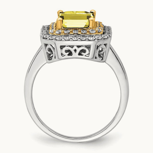 Created Sapphire Ring, 0.50 ct tw Lab-Grown Diamond