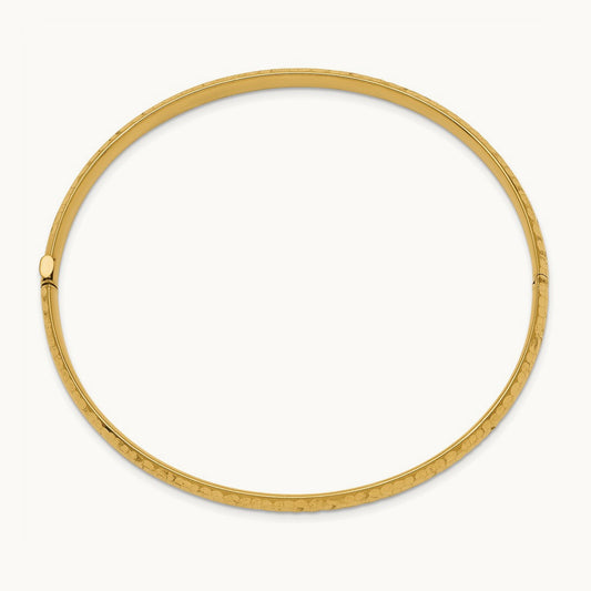 3/16 Fancy Hammered Hinged Bangle Bracelet, 14K