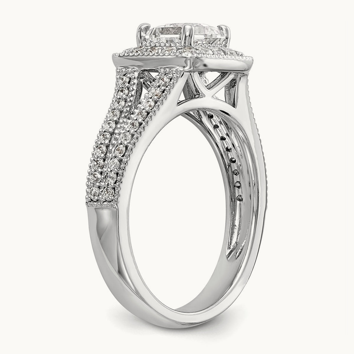 Princess Semi-Mount Halo Engagement Ring — 2/5 ct, 7