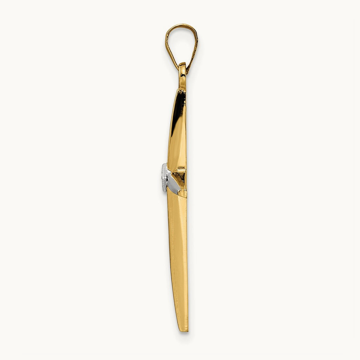Polished Solid Diamond Shape Center Cross Pendant — 34mm