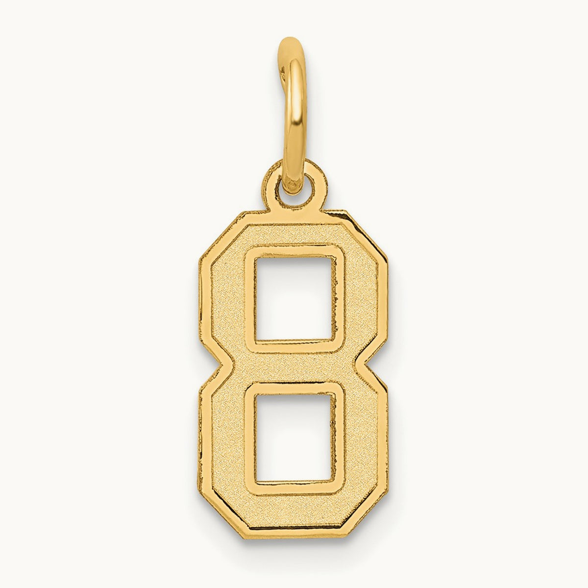 Small Satin Number 8 Charm — 14K Yellow Gold