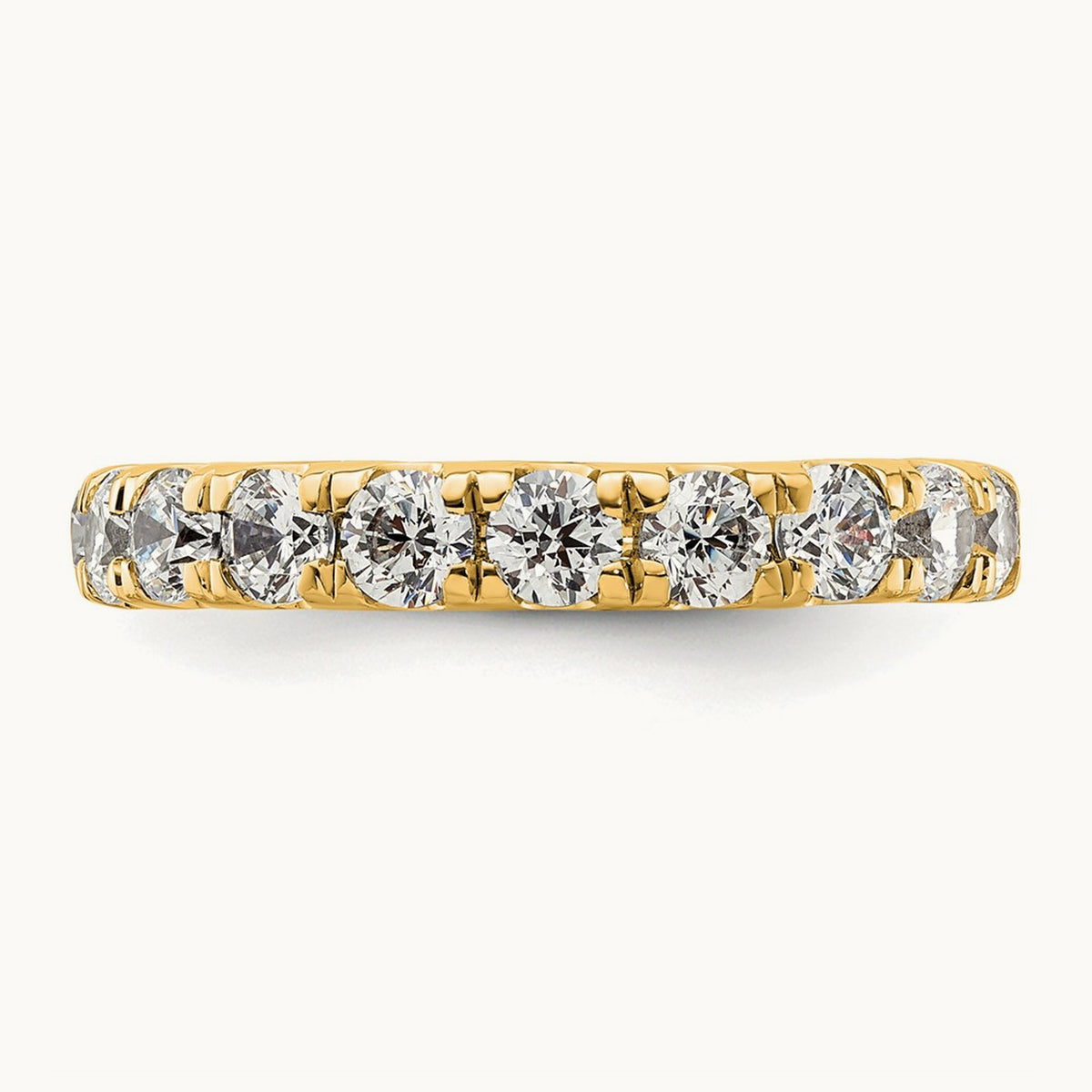 Polished U Shared Prong Diamond Eternity Band, 2.00 ct tw — 14K Yellow Gold