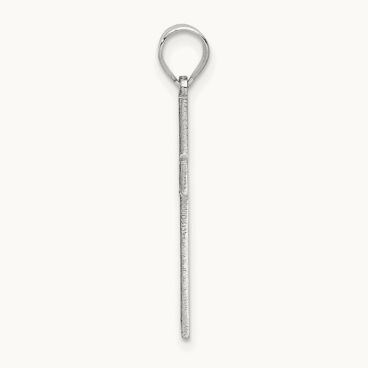 Solid Laser Etched Cross Pendant, 14K White Gold