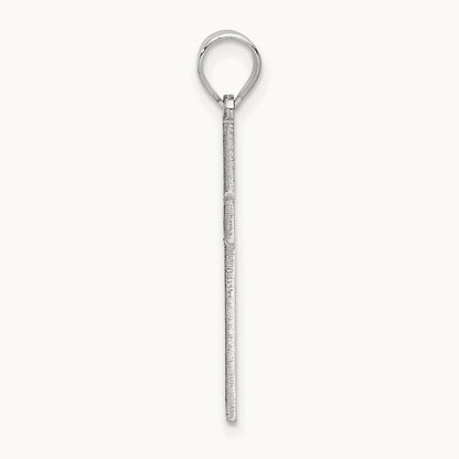 Solid Laser Etched Cross Pendant, 14K White Gold