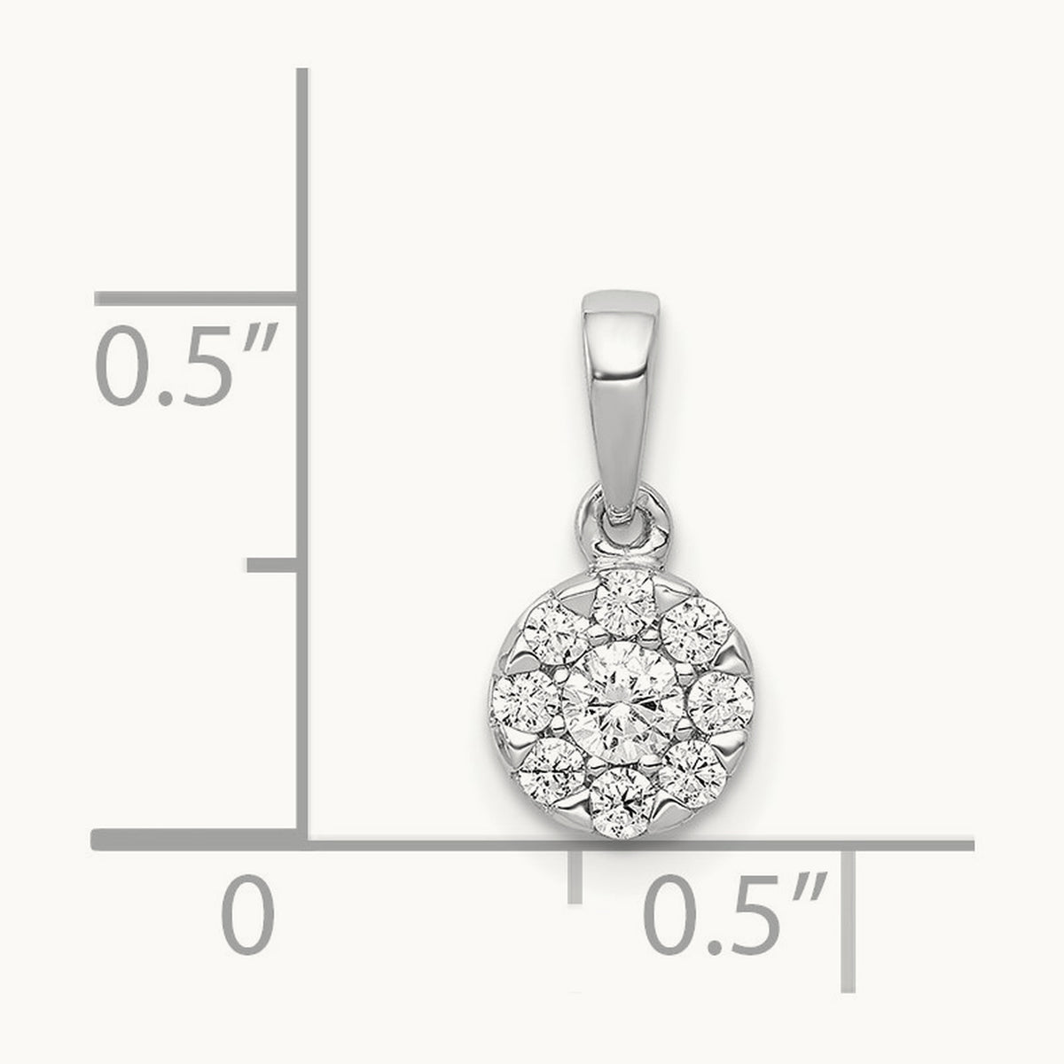 1/4ct. Diamond Circle Cluster Pendant, 14K White Gold