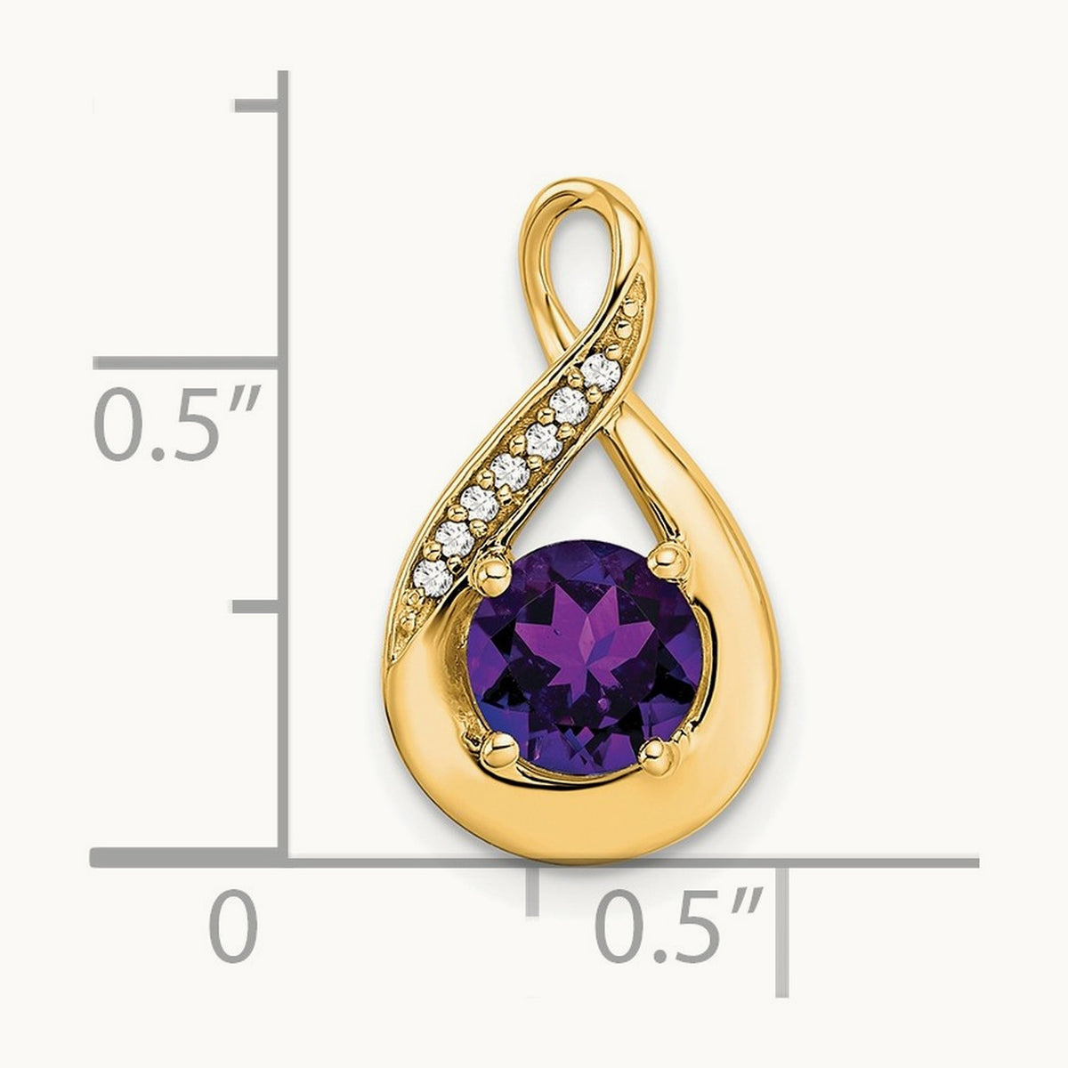 Amethyst and Diamond Pendant — 14K Yellow Gold