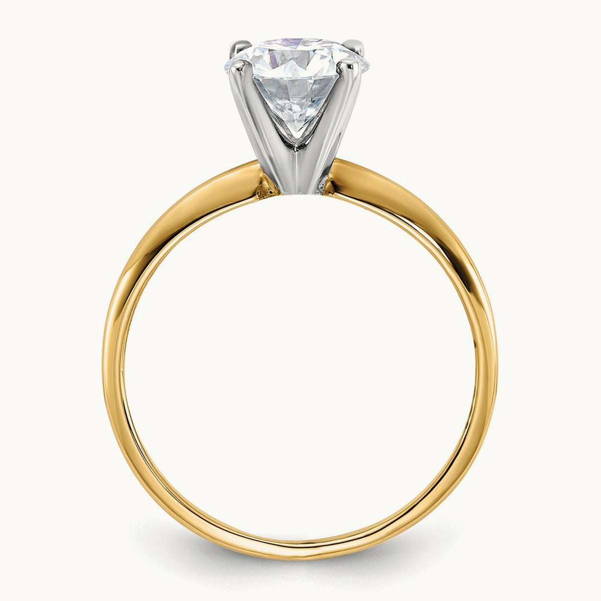 Round Solitaire Engagement Ring, 1.75 ct tw Lab-Grown Diamond — 14K Two-Tone