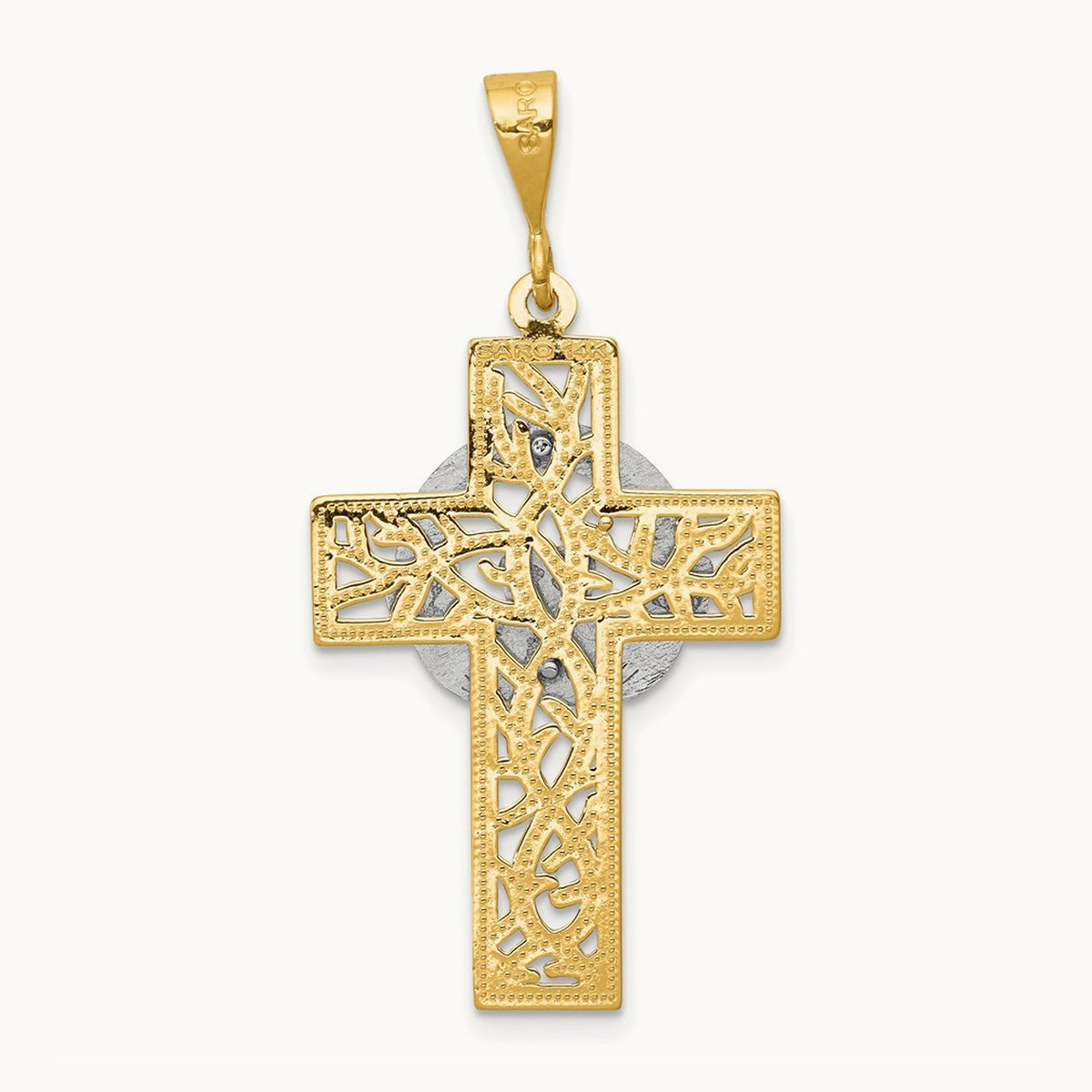 Claddagh Cross Pendant, 14K Two-tone