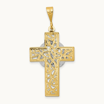 Claddagh Cross Pendant, 14K Two-tone