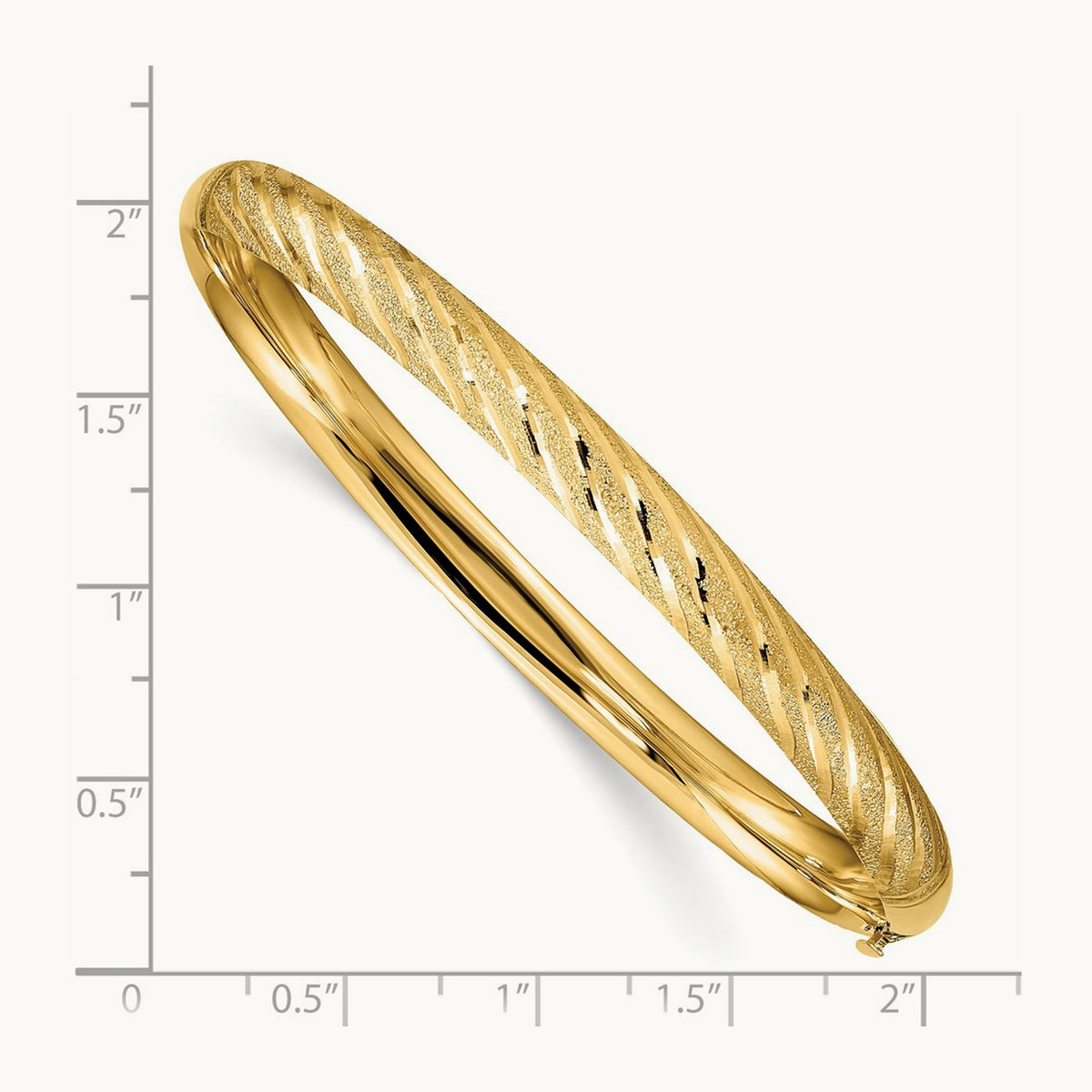 Textured Diamond-cut Twisted Hinged Bangle — 14K Yellow Gold