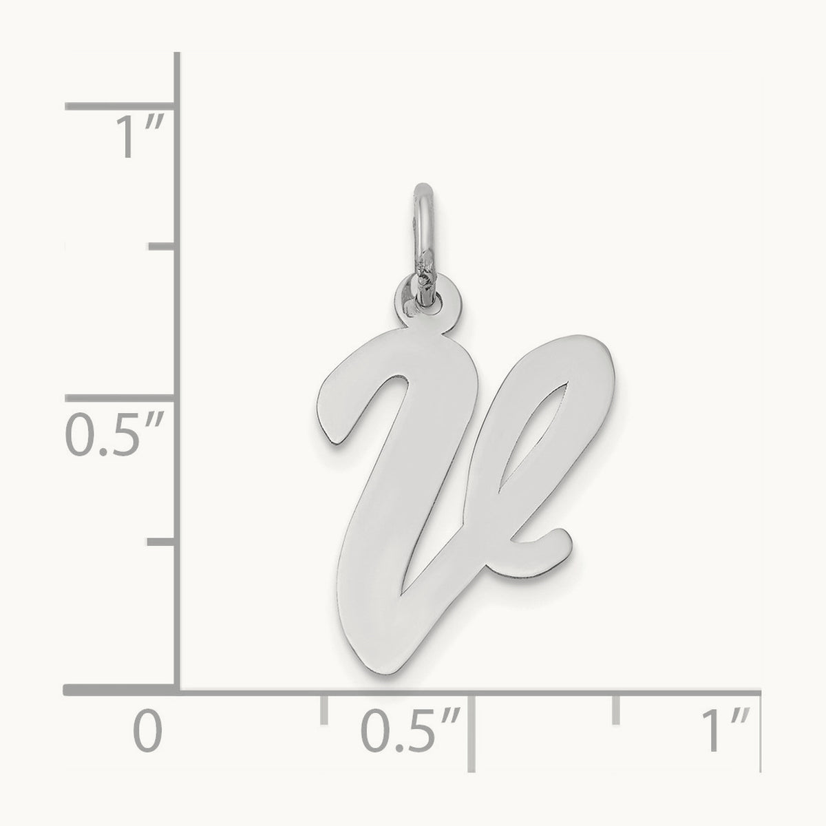 Large Script Initial Charm — 14K White Gold, V