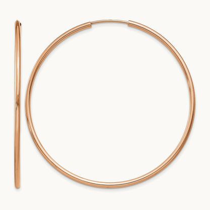 Polished Endless Tube Hoop Earrings, 1.50mm, 14K Rose Gold