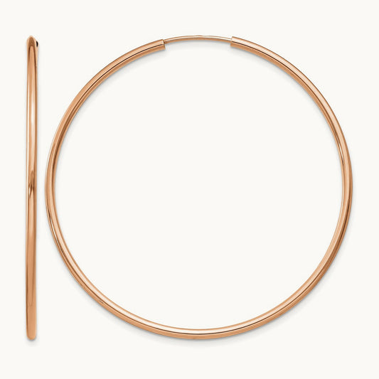 Polished Endless Tube Hoop Earrings, 1.50mm, 14K Rose Gold