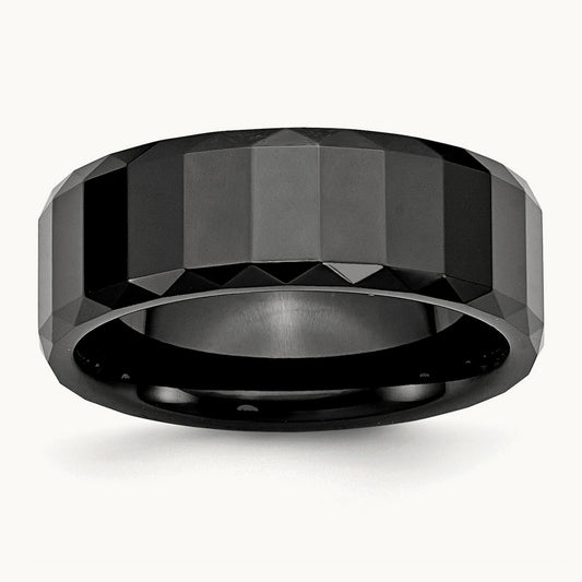 Faceted Polished Beveled Edge Band — photo set