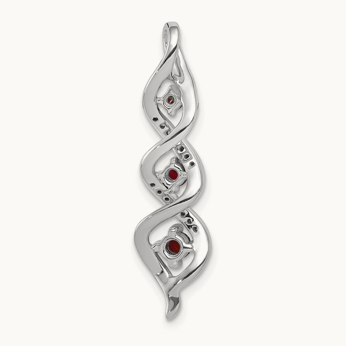Created Ruby Twist Chain Slide Pendant, 0.07 ct tw Lab-Grown Diamond — 10K White Gold