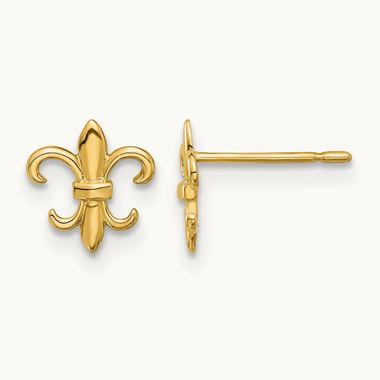 Madi K Polished Fleur de Lis Post Earrings, 14K