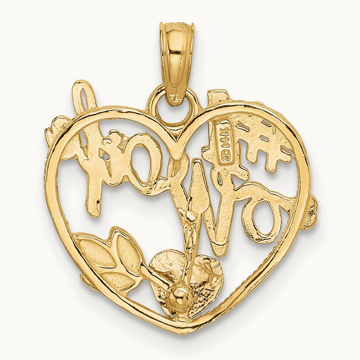 #1 WIFE in Heart with Heart Pendant, 14K Two-tone