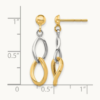 Dangle Post Earrings, 14K Two-tone