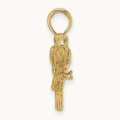 3-D Parrot Charm, 14K