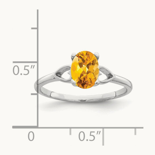 7x5mm Oval Citrine ring, 14K White Gold