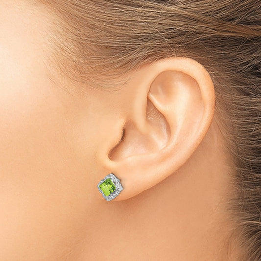 Square Peridot and Diamond Earrings — photo set