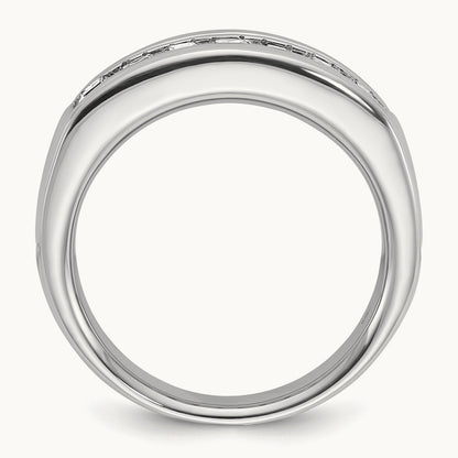 IBGoodman Men's Polished & Grooved Square Diamond Ring, 14K White Gold