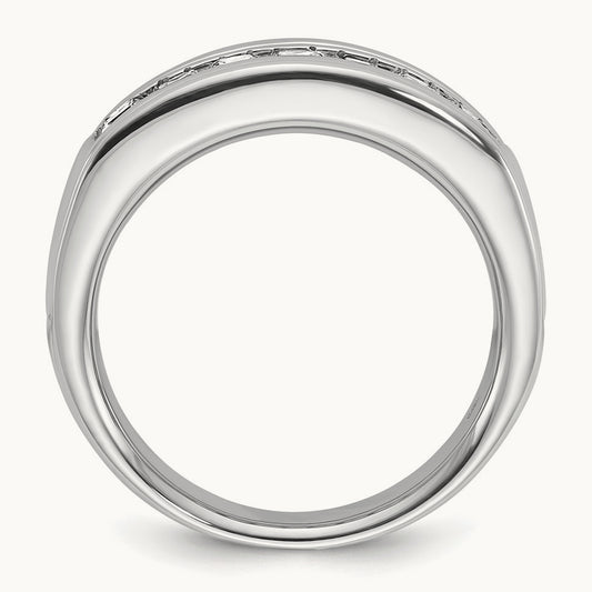 IBGoodman Men's Polished & Grooved Square Diamond Ring, 14K White Gold