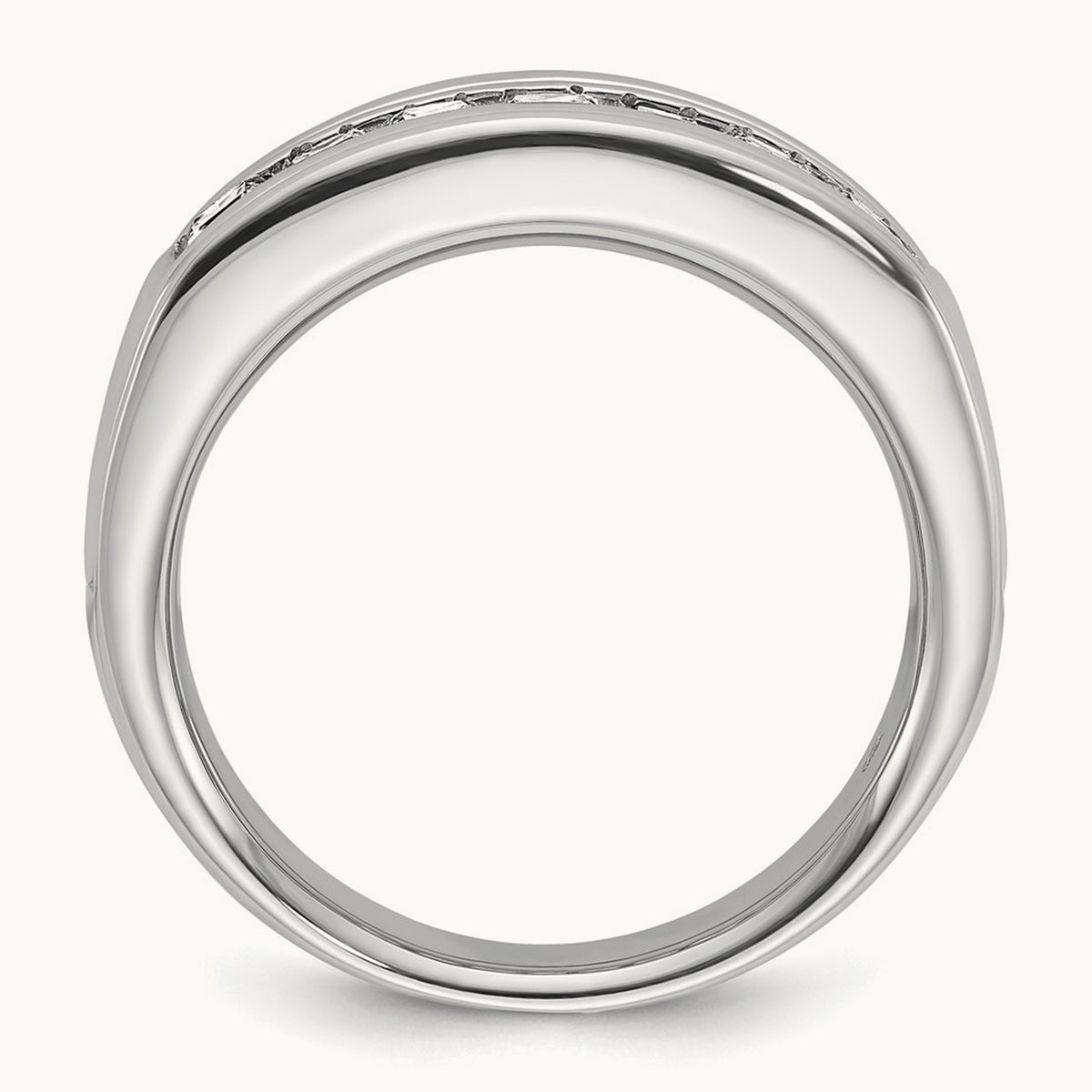 IBGoodman Men's Polished & Grooved Square Diamond Ring, 14K White Gold