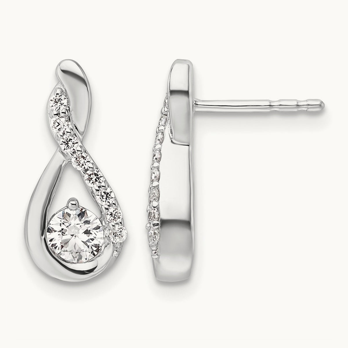 Polished Diamond Complete Tear-drop Post Earrings, 14K White Gold