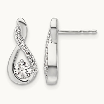 Polished Diamond Complete Tear-drop Post Earrings, 14K White Gold