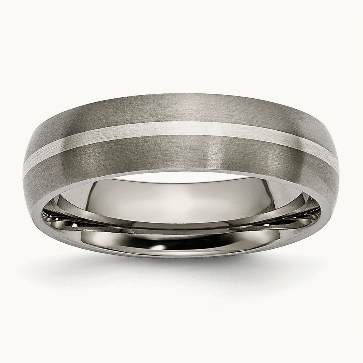 Brushed with Sterling Silver Inlay Band — 9