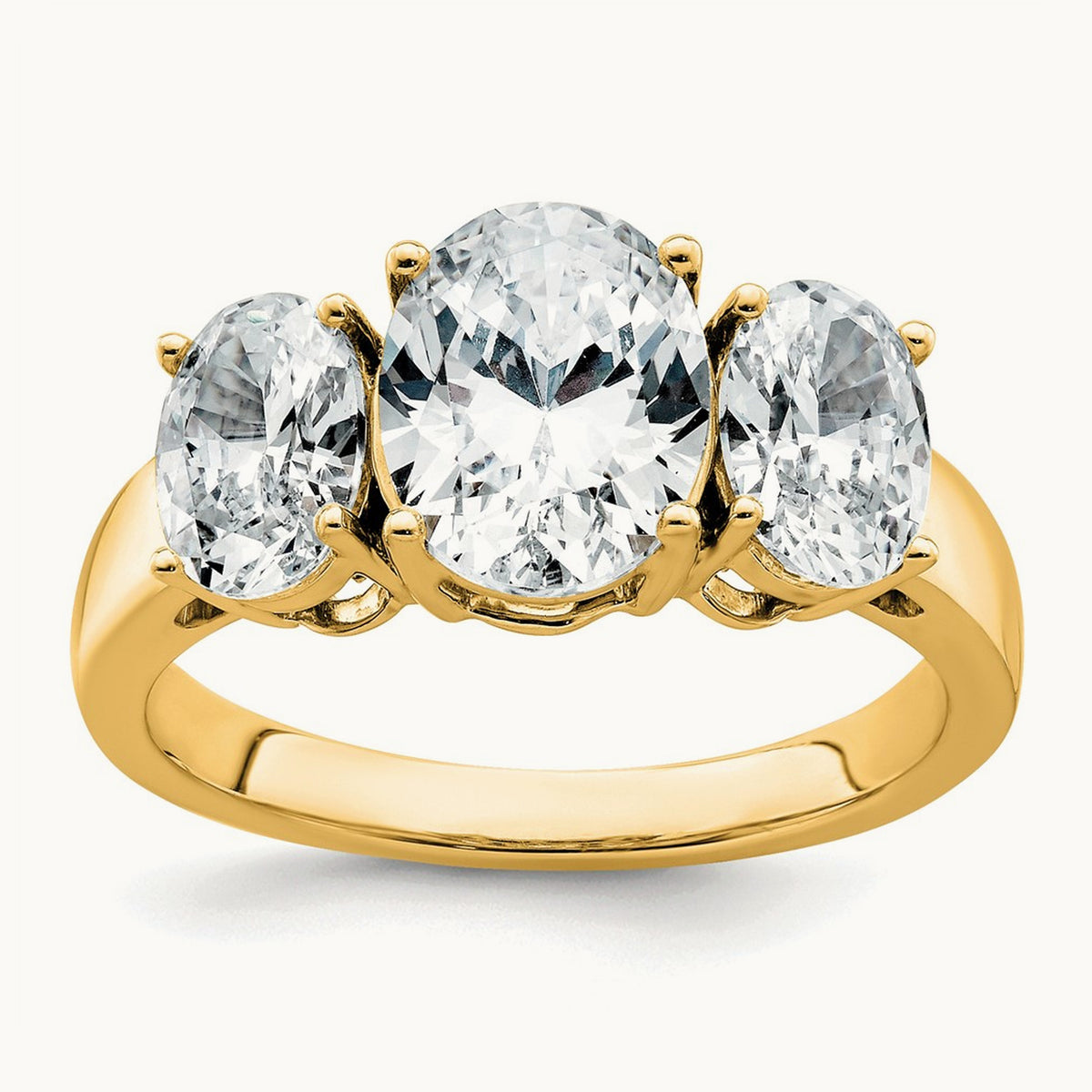 Oval 3 Stone Engagement Ring, 1.25-3.50 ct tw Lab-Grown Diamond — 3 5/8 ct, 14K Yellow Gold