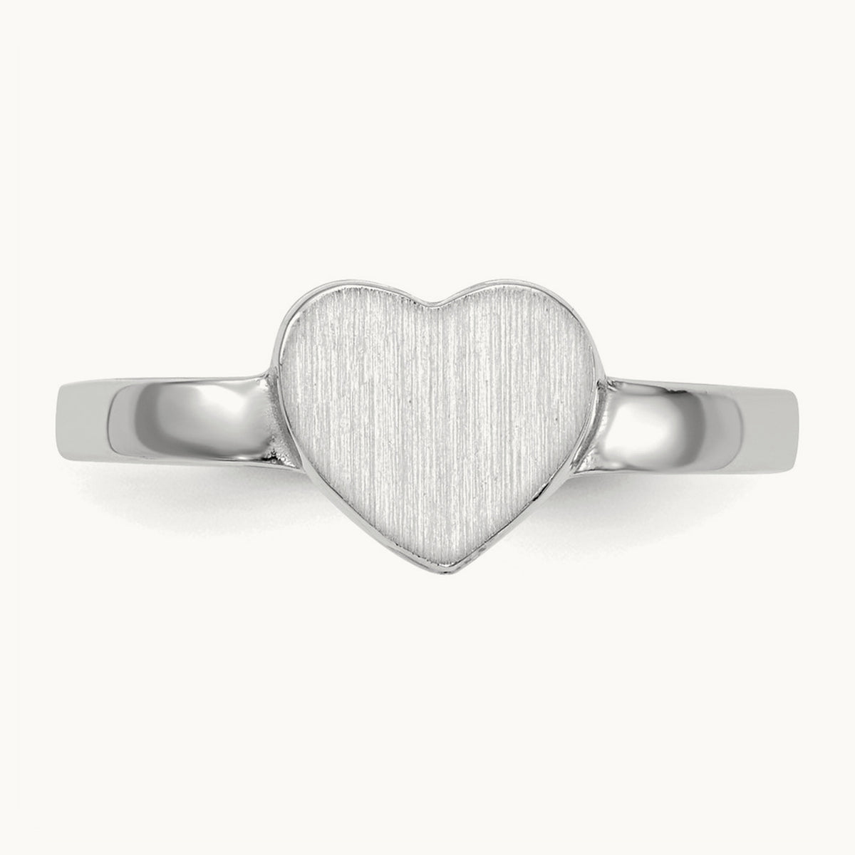 Open Back Heart Signet Ring — 14K White Gold, 7.0x7.5mm
