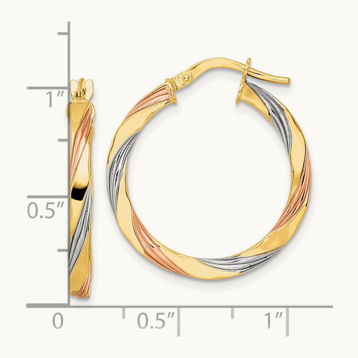 W/ & Polished Twisted Hoop Earrings — 26.25mm