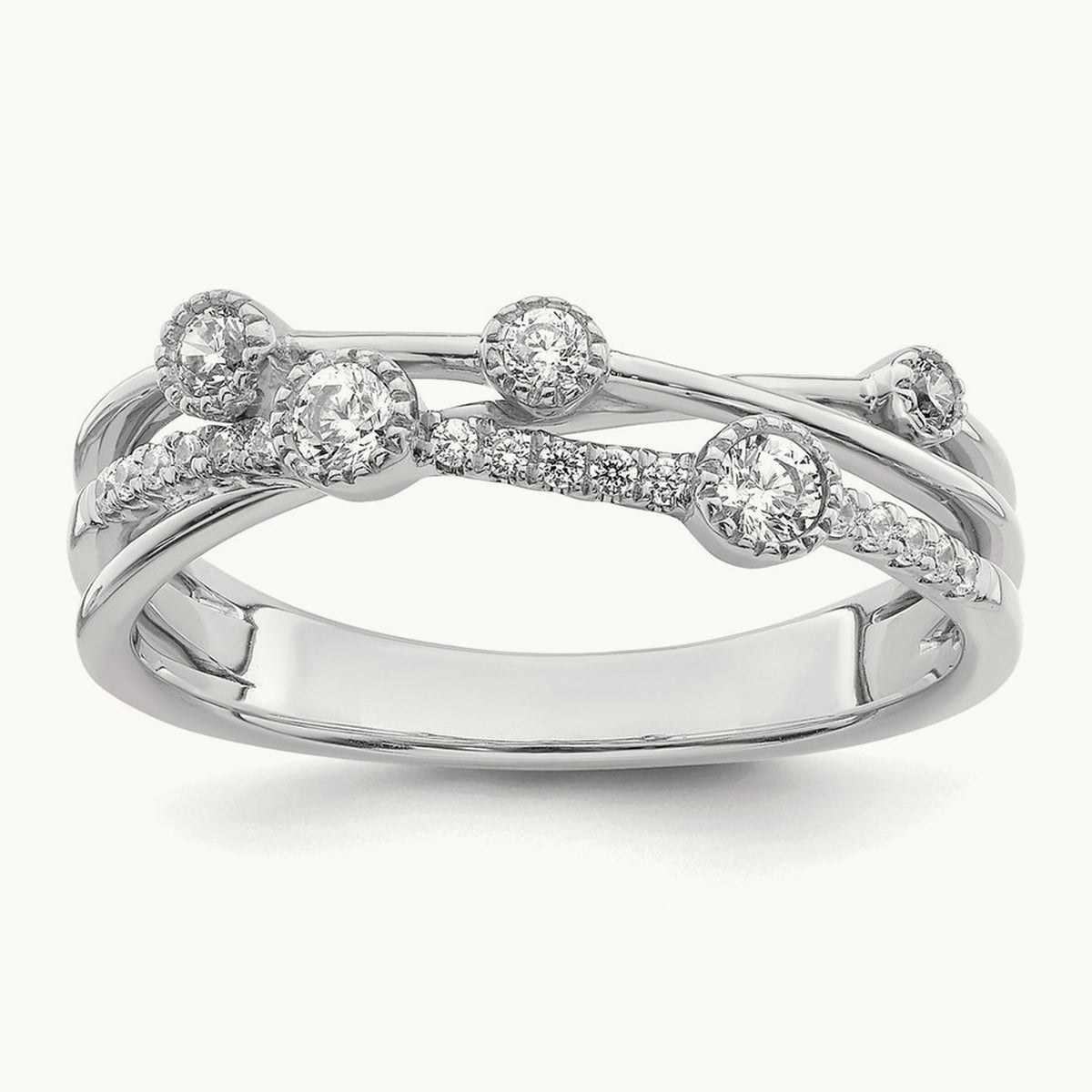 Criss Cross Ring, 0.25 ct tw Lab-Grown Diamond — 14K White Gold