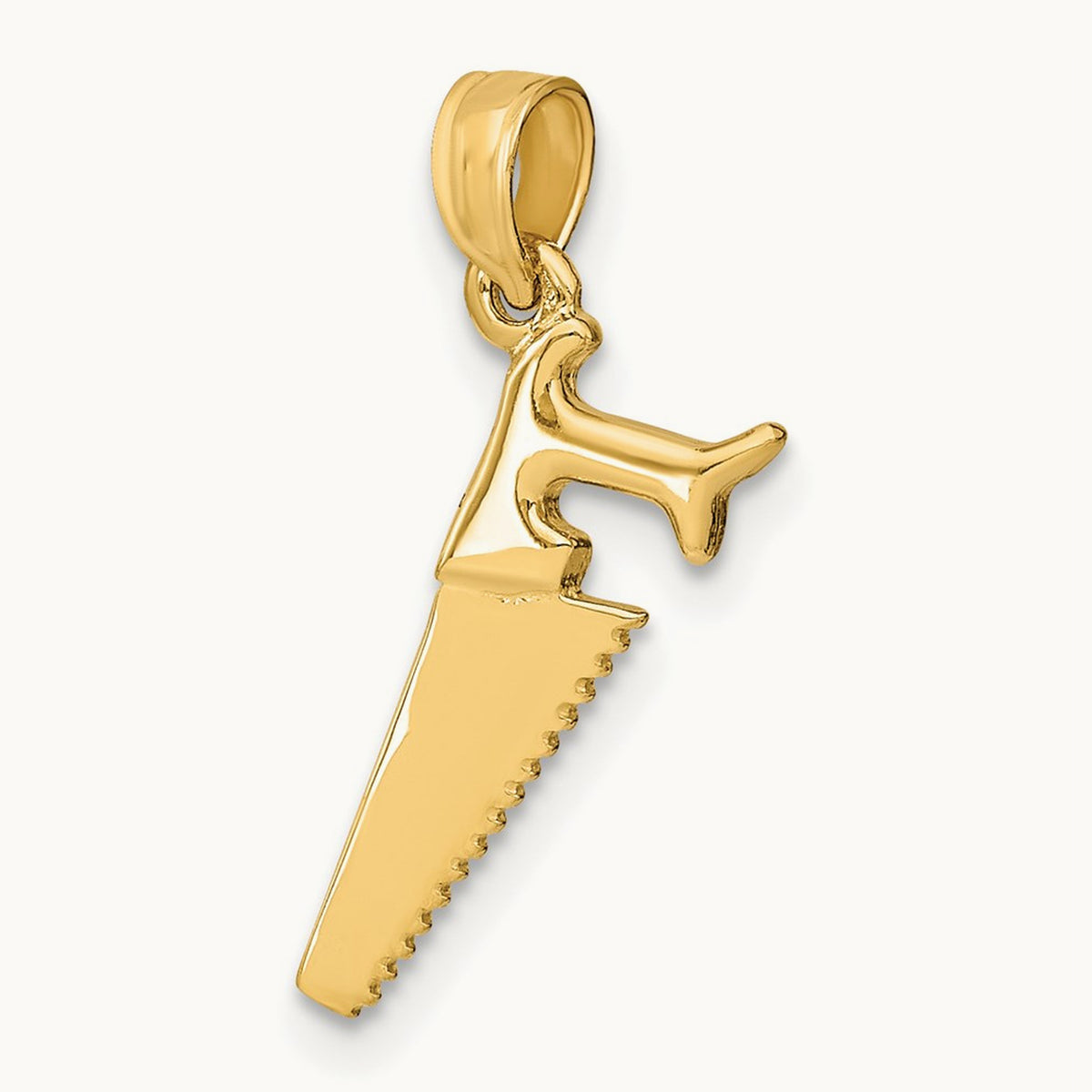 3-D Saw Charm, 14K