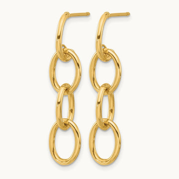 Polished Triple Circle Link Dangle Post Earrings, 14K — Leslie's