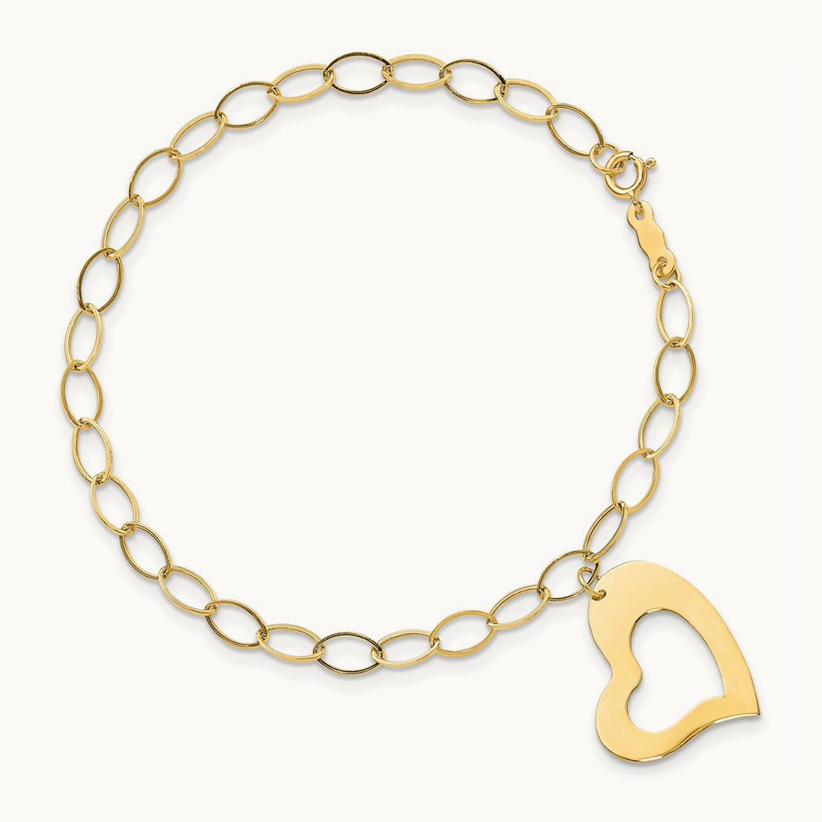 Dangle Heart Bracelet — 14K Yellow Gold, 7.25mm