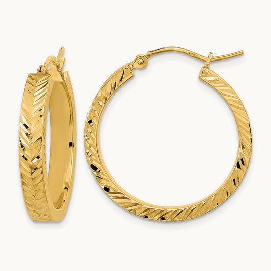 Polished Diamond-cut Hoop Earrings — photo set