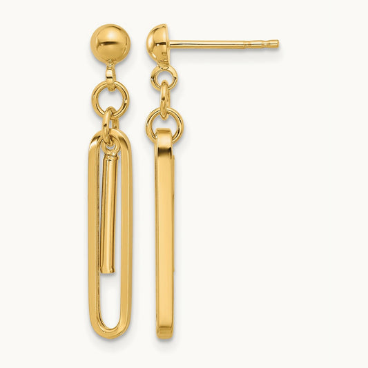 Polished Paperclip Dangle Earrings, 14K — Leslie's