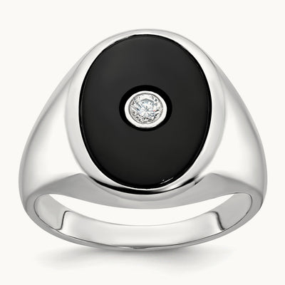 Men's Onyx and Diamond Complete Ring — IBGoodman — photo set