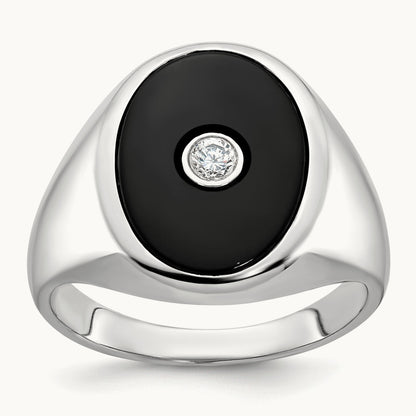 Men's Onyx and Diamond Complete Ring — IBGoodman — photo set
