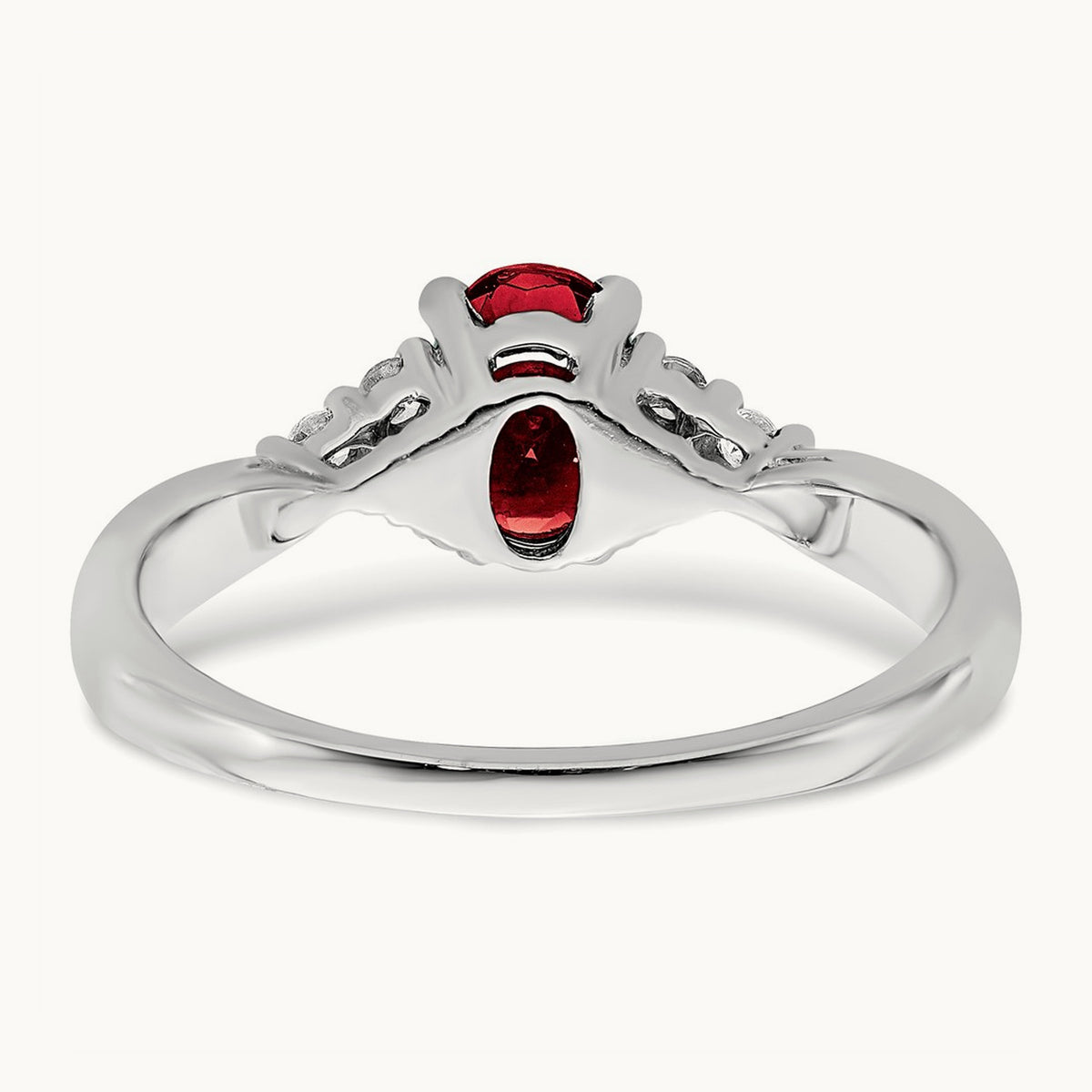 Created Ruby and Diamond Ring, 14K White Gold