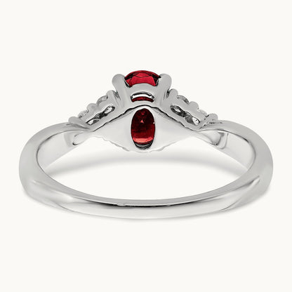 Created Ruby and Diamond Ring, 14K White Gold