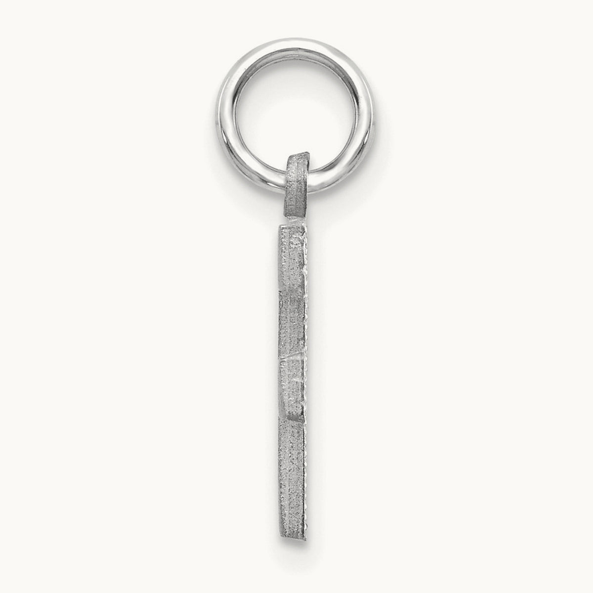 Satin Diamond-cut Initial Charm — 14K White Gold, F